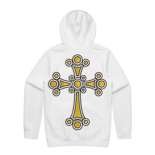 The Jeweled Cross White Men's Hoodie